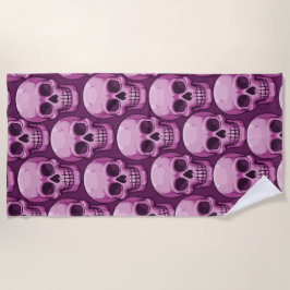 Pink Skull Pattern – Bold Repeating Design ビーチタオル