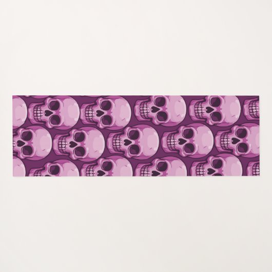 Pink Skull Pattern – Bold Repeating Design ヨガマット (裏面(横))