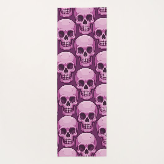 Pink Skull Pattern – Bold Repeating Design ヨガマット (裏面)