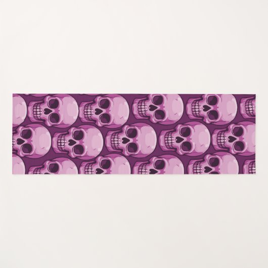 Pink Skull Pattern – Bold Repeating Design ヨガマット (正面(横))