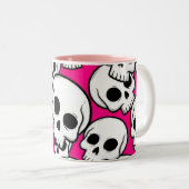 Pink Skull Pattern Coffee Mug ツートーンマグカップ (正面右)