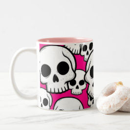 Pink Skull Pattern Coffee Mug ツートーンマグカップ