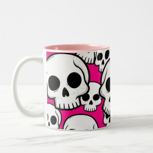 Pink Skull Pattern Coffee Mug ツートーンマグカップ (左)