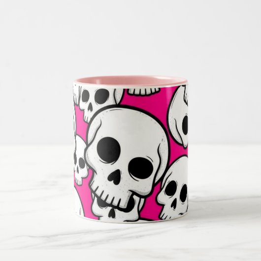 Pink Skull Pattern Coffee Mug ツートーンマグカップ (中央)