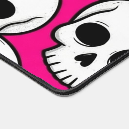 Pink Skull Pattern Desk Mat デスクマット (コーナー)