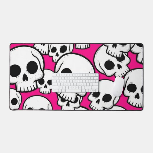 Pink Skull Pattern Desk Mat デスクマット (キーボード&マウス)