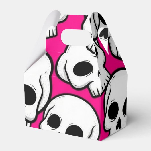 Pink Skull Pattern Favor Box フェイバーボックス (正面サイド)