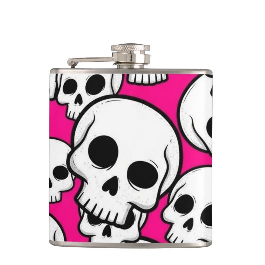 Pink Skull Pattern Flask フラスク (正面)