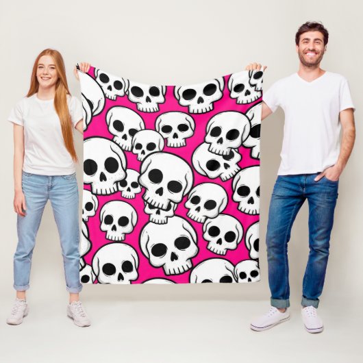 Pink Skull Pattern Fleece Blanket フリースブランケット (インサイチュ)