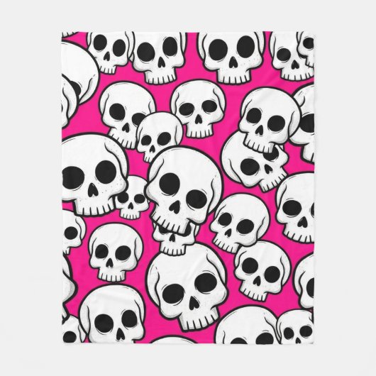 Pink Skull Pattern Fleece Blanket フリースブランケット (正面)