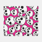 Pink Skull Pattern Fleece Blanket フリースブランケット (正面(横))