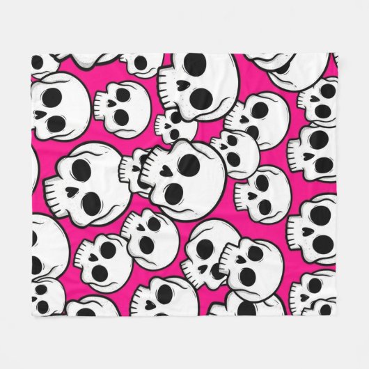 Pink Skull Pattern Fleece Blanket フリースブランケット (正面(横))