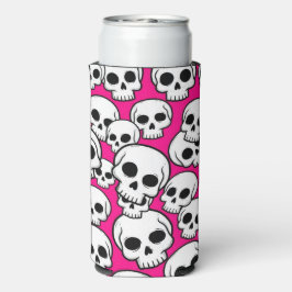 Pink Skull Pattern Foam Can/Bottle Cooler スリム缶クーラー