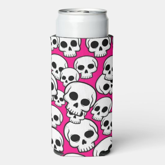 Pink Skull Pattern Foam Can/Bottle Cooler スリム缶クーラー (Seltzer裏面)