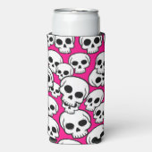 Pink Skull Pattern Foam Can/Bottle Cooler スリム缶クーラー (Seltzer正面)