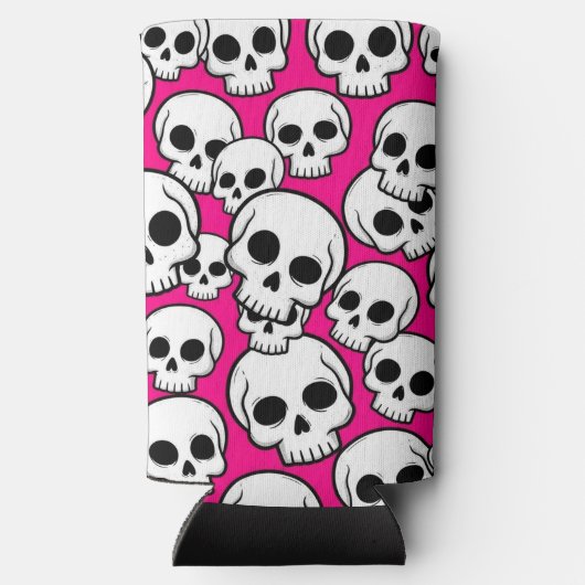 Pink Skull Pattern Foam Can/Bottle Cooler スリム缶クーラー (裏面)