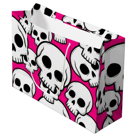 Pink Skull Pattern Gift Bag  ラージペーパーバッグ (正面アングル)
