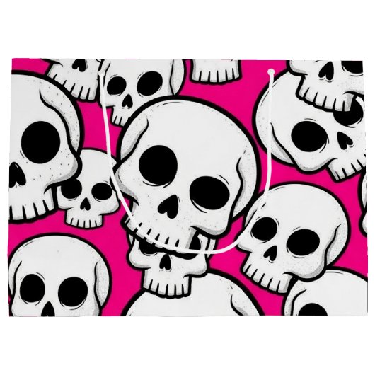 Pink Skull Pattern Gift Bag  ラージペーパーバッグ (裏面)