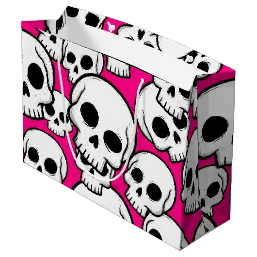 Pink Skull Pattern Gift Bag ラージペーパーバッグ (裏面アングル)