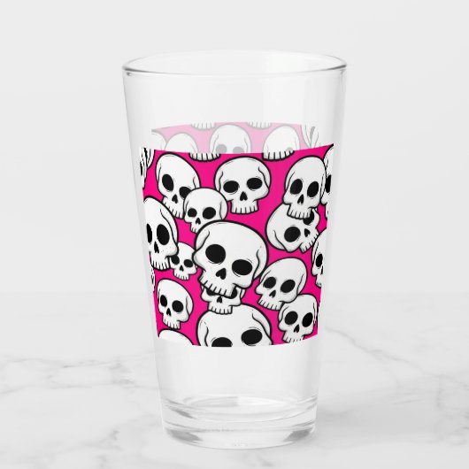 Pink Skull Pattern Glass Cup タンブラーグラス (裏面)