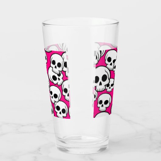 Pink Skull Pattern Glass Cup タンブラーグラス (左)