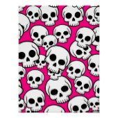 Pink Skull Pattern Glossy Poster ポスター (正面)
