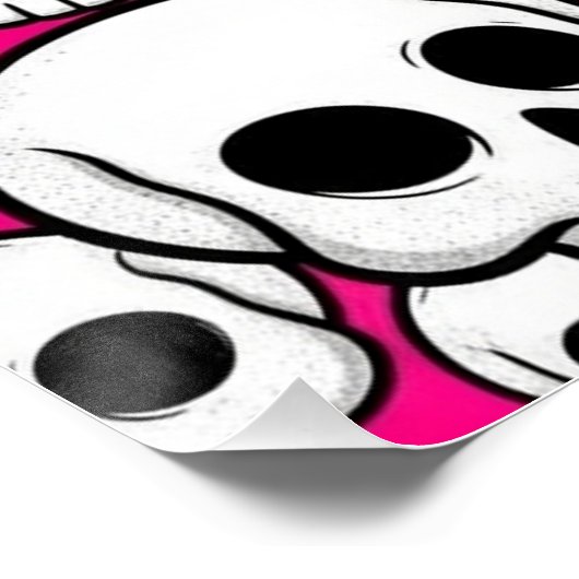Pink Skull Pattern Glossy Poster ポスター (コーナー)