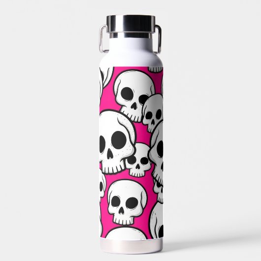 Pink Skull Pattern Insulated Bottle ウォーターボトル (正面)