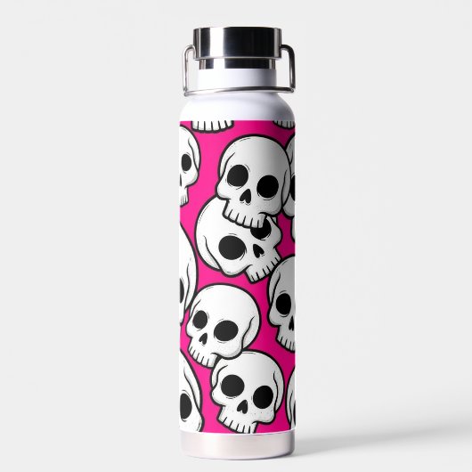 Pink Skull Pattern Insulated Bottle ウォーターボトル (背面)