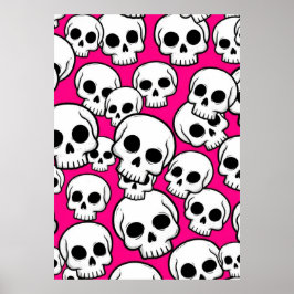 Pink Skull Pattern Poster ポスター