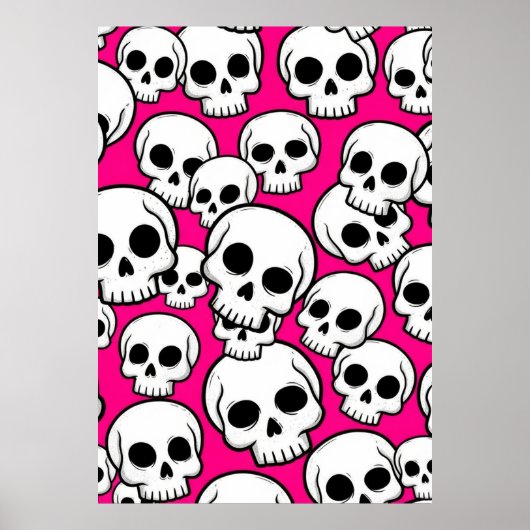 Pink Skull Pattern Poster ポスター (正面)