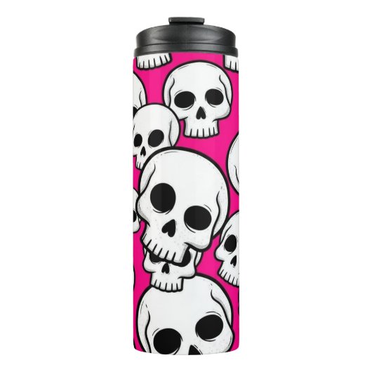 Pink Skull Pattern Thermal Tumbler タンブラー (正面)