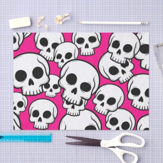 Pink Skull Pattern Tissue Paper 薄葉紙 (クラフト)