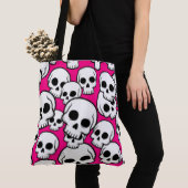 Pink Skull Pattern Tote Bag トートバッグ (クローズアップ)