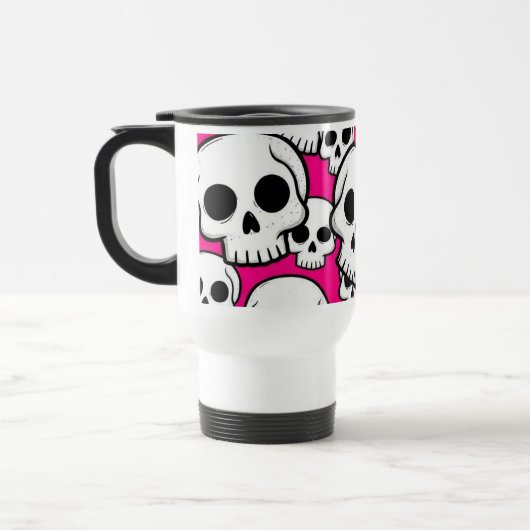 Pink Skull Pattern Travel/Commuter Mug トラベルマグ (左)