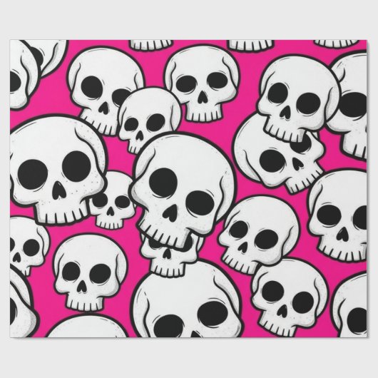 Pink Skull Pattern Wrapping Paper ラッピングペーパー (フラット)