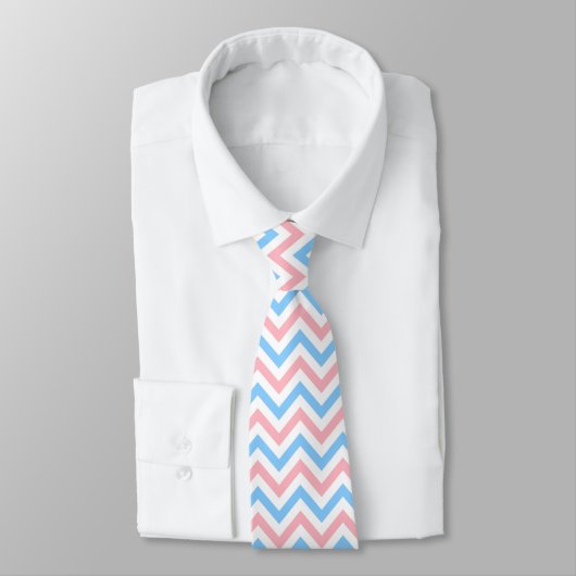 Pink, Sky Blue, White Large Chevron ZigZag Pattern ネクタイ (タイ)
