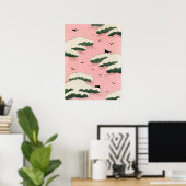 Pink Sky Clouds Japanese Woodblock Art Print ポスター (ホームオフィス)