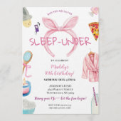 Pink Sleep Under Pajama Slumber Birthday Party 招待状 (正面)