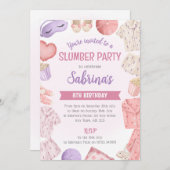 Pink Slumber Party Invitation - Girls Sleepover 招待状 (正面/裏面)