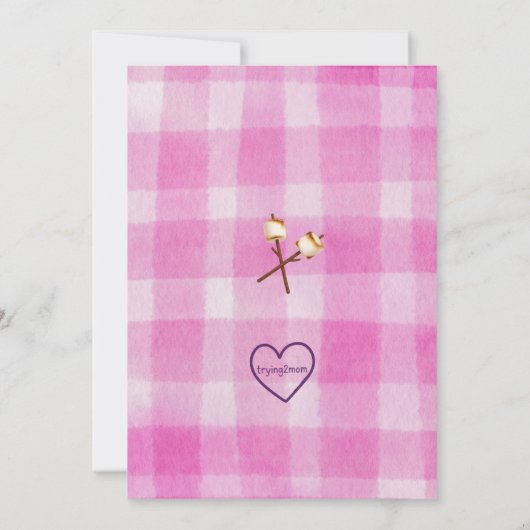 Pink, S'more Fun to be One, 1st Birthday 招待状 (裏面)