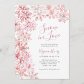 Pink Snow In Love Bridal Shower 招待状 (正面/裏面)