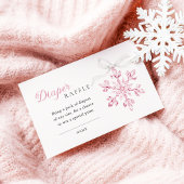 Pink Snowflake Baby Shower Diaper Raffle エンクロージャーカード