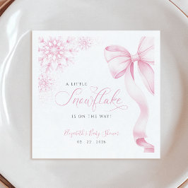 Pink Snowflake Baby Shower Napkins スタンダードカクテルナプキン