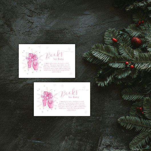 Pink Snowflake Ballerina Books For Baby Shower エンクロージャーカード