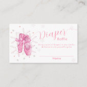Pink Snowflake Ballerina Diaper Raffle Baby Shower エンクロージャーカード (正面)