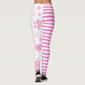 Pink Snowflake Christmas Leggings レギンス (裏面)