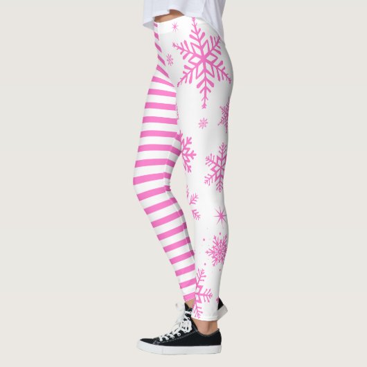 Pink Snowflake Christmas Leggings レギンス (左)