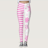 Pink Snowflake Christmas Leggings レギンス (正面)