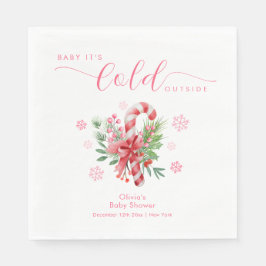 Pink Snowflake Festive Candy Girl Baby Shower スタンダードランチョンナプキン